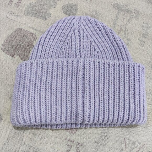 Acne Studios Folded Cuff Cozy Knit Purple Beanie main image 5